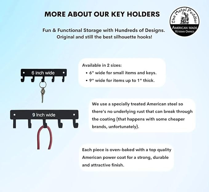 Poodle (Natural Cut) Key Holder - Small 6 inch | Made in USA. 5 Hooks. Wall Mounted