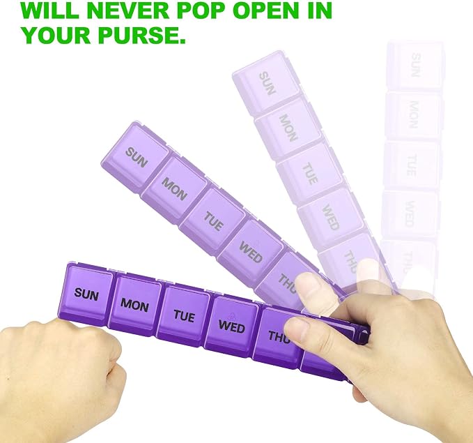 Pill Organizer 7-Day Weekly Pill Organizer | Portable Medicine, Daily Pill Cases for Pills/Vitamin/Fish Oil/Supplements