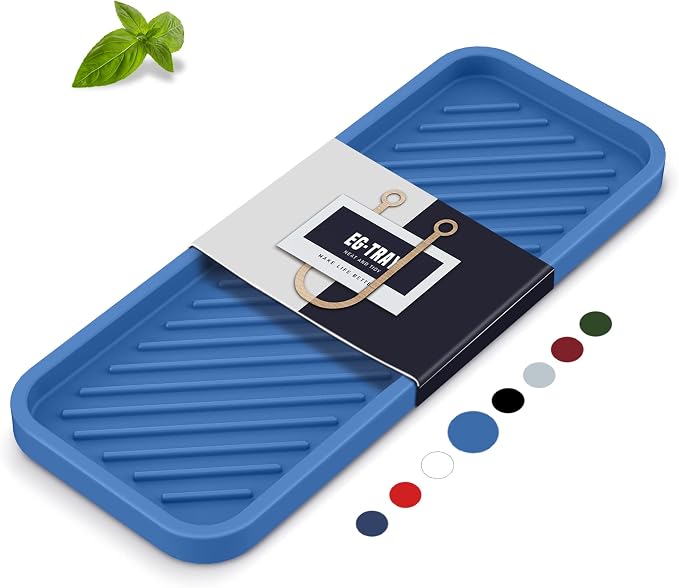 Silicone Sponge Holder, Kitchen Sink Organizer Tray（Blue）