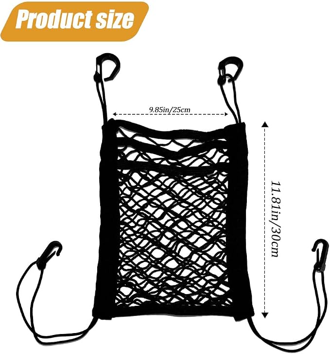 Car Mesh Organizer, Car Organizers and Storage, 3 Layer Driver Storage Netting Pouch, Auto Accessories Elastic Mesh Trunk Bag Backseat Pet Kids Barrier Universal for SUV Van Truck