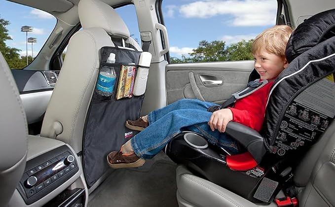 Britax Kick Mat Seat Protectors, 2-Pack | Water-Resistant + Machine Washable + Pocket Storage Organizer , Black