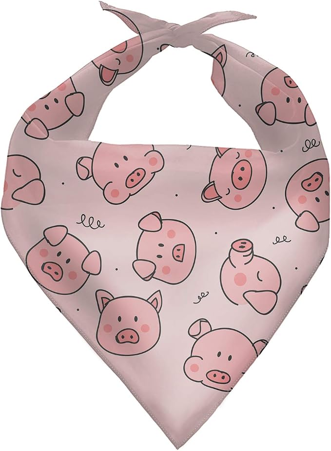 Howilath Dog Bandana - Pink Cartoon Pigs Washable Triangle Bandana - Dog Neckerchief Colorful Triangle Bibs Dog Scarf for Dogs Cats Pets One Size
