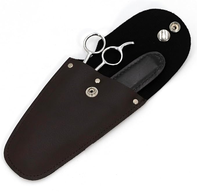 Jeffers Grooming Trim Kit 3 Piece Set - Stainless Steel Thinning Shears & Stripping Comb, Durable Leather Case With Belt Loop Flap, Portable Tools for Groomers, Farm Use or Routine Livestock