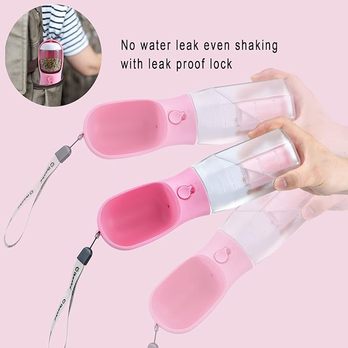 Cibaabo Dog Water Bottle with Food Container & Poop Bag Holder & Filter | Feeding & Hydration & Waste All in One | Travel Puppy Water Bowl | Portable Pet Dispenser | Dog Gifts | for Walking Beach
