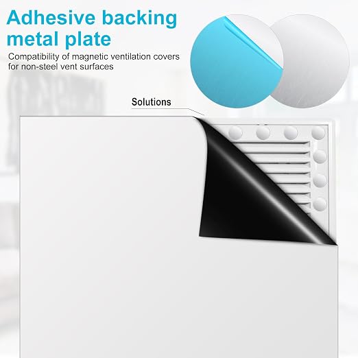 BOXOB 24pcs Adhesive Metal Plates for Magnetic Mounts, 4x4cm/1.57X1.57in Round Iron Strips with Adhesive Backing for Magnets on Non-Steel Vents