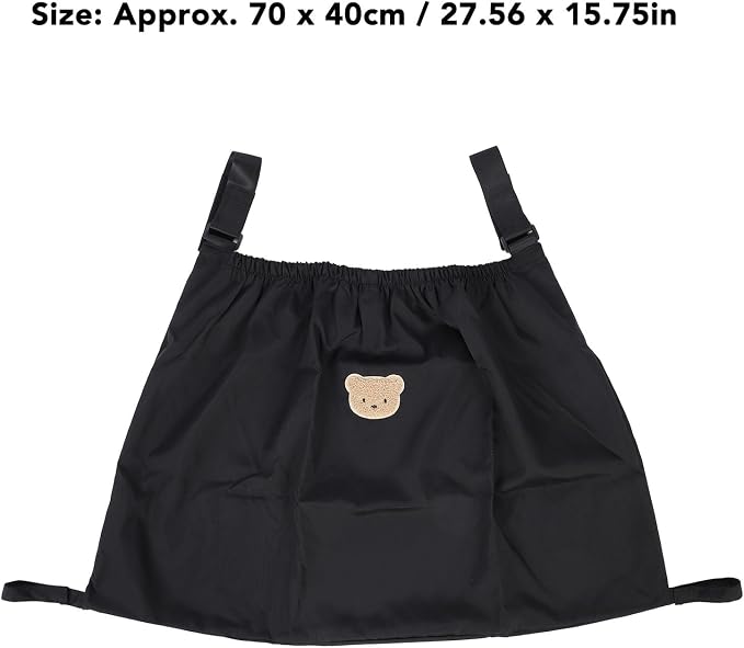 Universal Stroller Organizer Nylon Stroller Storage Bag for Baby Essentials | Large Capacity, Non-Slip, Adjustable, with Hook & Loop, Fits for Uppababy, Nuna, Britax, Doona Strollers, Black Bear