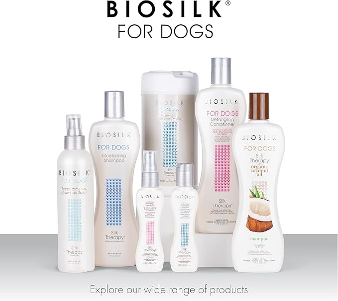 BioSilk for Dogs Silk Therapy Moisture Shampoo with Silk Proteins and Vitamins, Restores Shine and Softness, Sulfate Free, Paraben Free, pH Balanced, Made in USA, 12 Fl Oz - 2 Pack