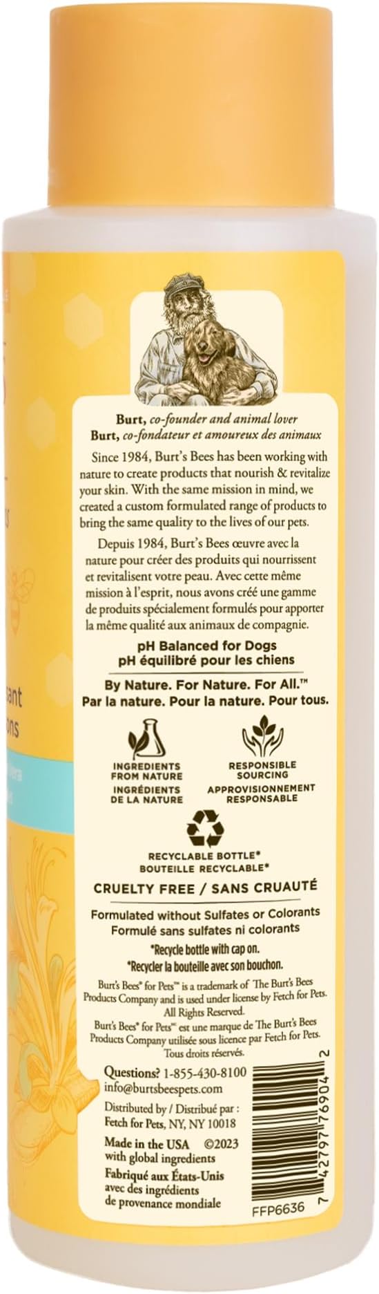 Burt's Bees for Pets Itch Soothing Shampoo with Honeysuckle, 95% Natural Origin, Dog Shampoo for Itchy Skin Relief, pH Balanced, Free of Sulfates and Parabens, 16 Fl Oz