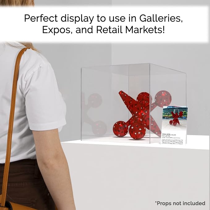Marketing Holders 14 Inch Acrylic Display Riser Box with One Open Side No Lid Hollow Versatile One Piece Clear Square Retail Merchandise Storage Bin or Product Platform