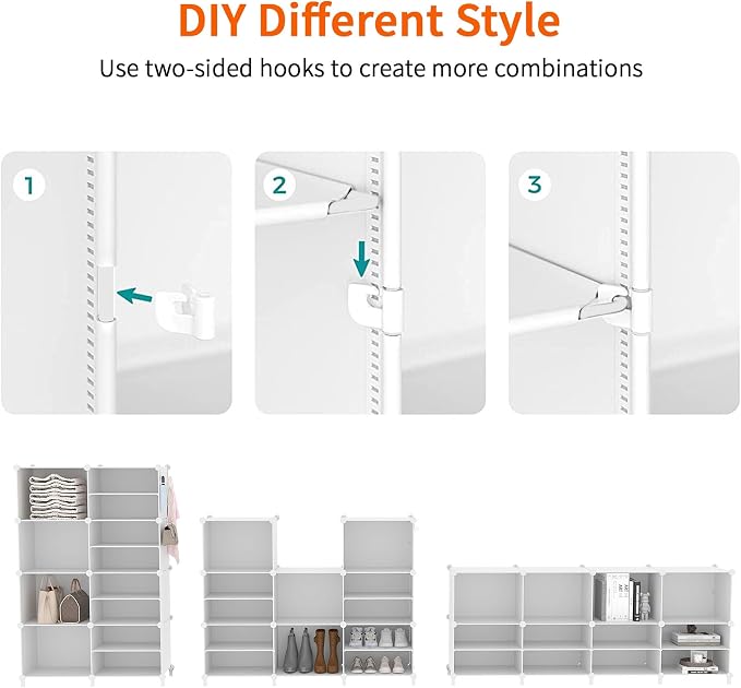 AWTATOS 8 Tiers Shoe Rack Organizer, 32 Pair Shoe Storage Cabinet, White | DIY Stackbale Plastic Shoe Organizer Shelves for Closet Entryway Hallway Bedroom