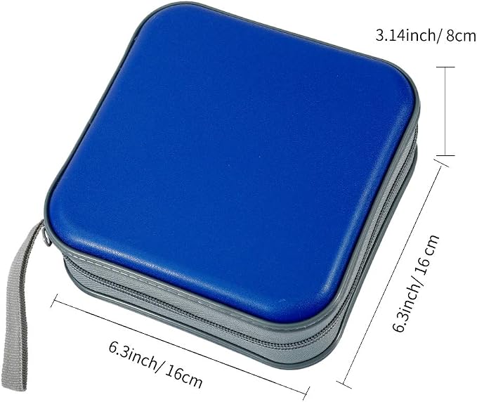 CD Case, 40 Capacity CD DVD Case Wallet Holder Portable Disc VCD Heavy Duty Binder Storage Organizer (Blue)