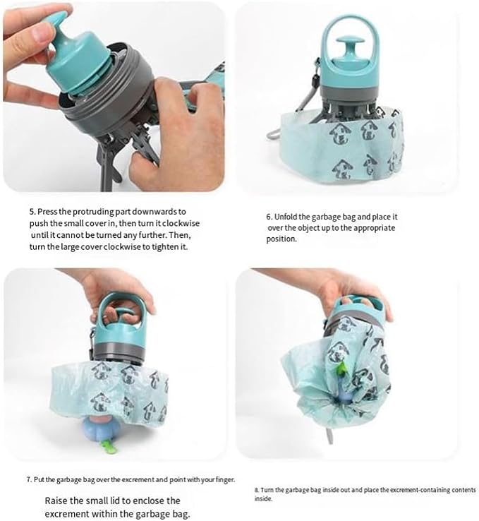 Portable Pet Pooper Scooper,Portable Pooper Scooper for Dogs,Portable Poop Scooper with Bags,Pooper Scoopers with Bag Attachment,with 15/60/120 PCS Bag Attachment. (120, Bags)
