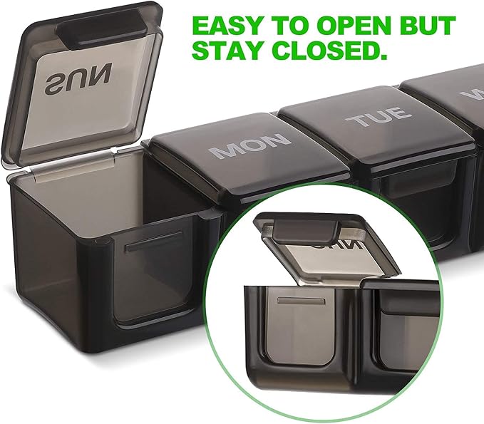 Pill Organizer 7-Day Weekly Pill Organizer | Portable Medicine, Daily Pill Cases for Pills/Vitamin/Fish Oil/Supplements