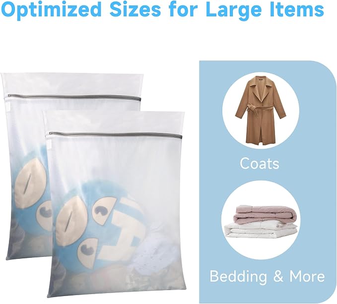 GOGOODA 2 Pack Extra Large Mesh Laundry Bags 24 x 31 in Fine Mesh Wash Bags | for Big Items, Durable Zipper Laundry Bags for Pillows, Stuffed Animals, Pet Bedding & Blankets (2 XXXL Large)