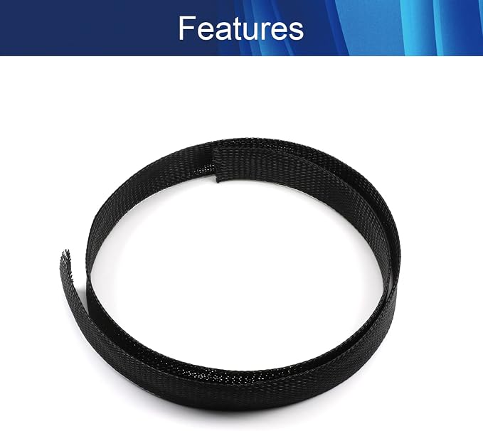 Jutagoss PET Expandable Braided Cable Sleeve, 3.28ft - 1.18 inch Black Cable Management Sleeve, Wire Loom Tube Cord Protector for USB Cable, Power Cord, Audio Video and More, 1Pc