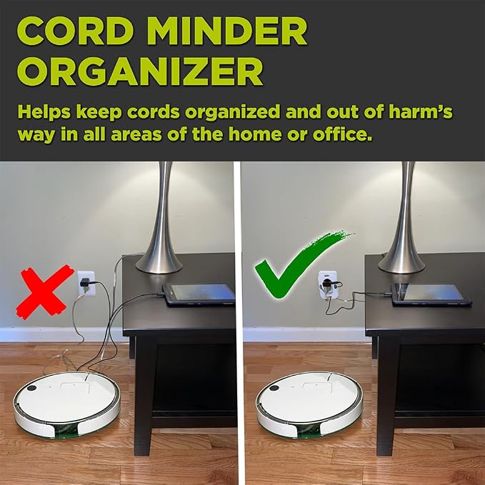 Cord Minder Organizer for Appliances & Lighting, 1 Pack | Charging Cords, Counters & Desktops, Cord Winder, Keeper, Wrapper, Wall Electrical Outlet Cord Storage, CORDMIND1