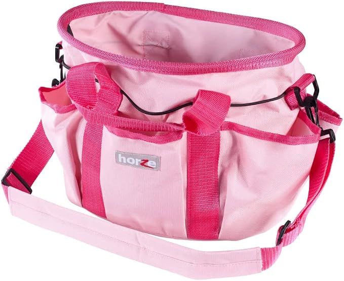 HORZE Grooming Tote Bag for Horses, Dogs with Shoulder Strap and 6 Pockets for Supplies | 12" x 8" x 9"