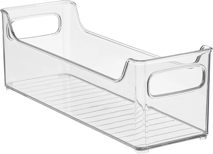 iDesign Stackable Plastic Pantry Bin with Handles, Clear | For Cabinets or Fridge, Made in USA