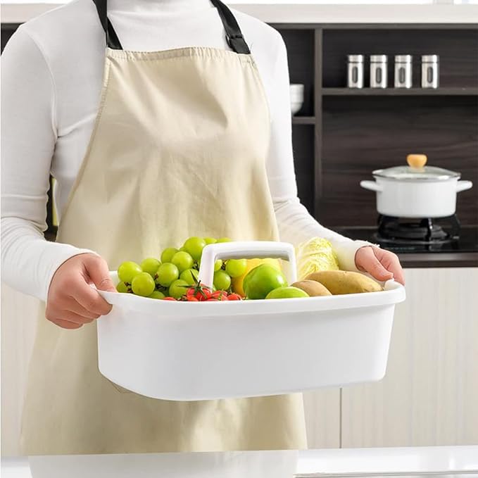 Large Cleaning Supplies Caddy Portable Shower Caddy Basket White 2 Pack | Sturdy Supply Organizer with Handle Plastic Bucket Tool Storage for Bathroom Bedroom Kitchen Garden College Dorm Essentials