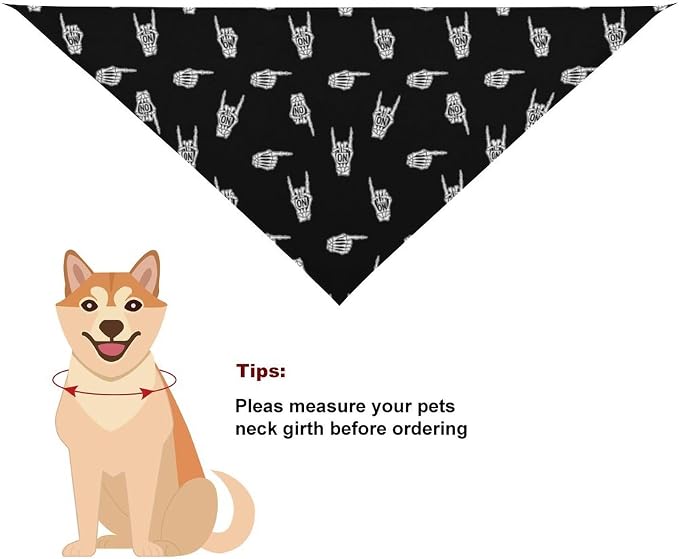 Soft and Lightweight Pet Fashion Scarves for Small, Medium, Large Dogs, Cats Heavy Metal Skull Rock Hand Wedding, Family Party, Casual Daily Use