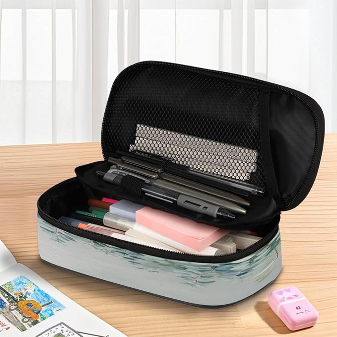 Pencil Cases Large Capacity Pen Pouch, Watercolor Eucalyptus Leaf Pencil Box Organizer School Supplies for College Student Teen Adults