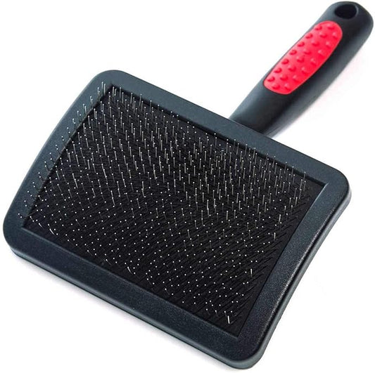 Ryan's Pet Supplies Paw Brothers Hard Pin Curved Back Slicker Brush for Dogs, Professional Grade, Stainless Steel Pins, Ergonomic Handle, Dematt and Detangle, Large, 4.5 in.