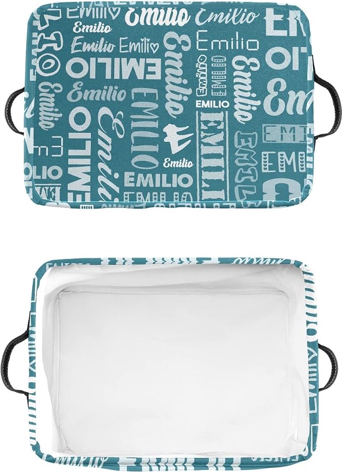 Personalized Toy Box Storage Bins for Boys Girls with Name, Kids Custom Storage Basket Cubes Organizer with Handles, Shelf Closet Storage Baskets Bin Customized Gift, 1 Pack