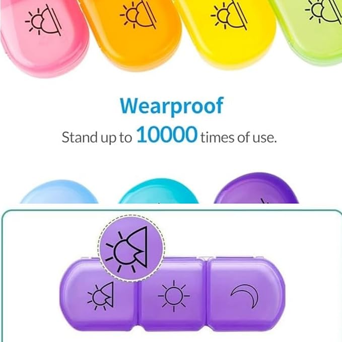 Weekly Pill Organizer 7 Day 3 Times, Portable Pill Organizer | BPA Free Pill Case, Travel Daily Pill Box Reminder, Medication Organizer for Vitamins, Supplements