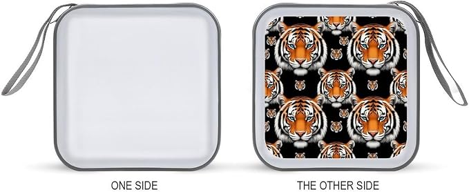 Protective 40-Capacity CD Organizer White Tiger, Hard Case Storage Binder with Zipper, Portable Wallet for Car Home Office
