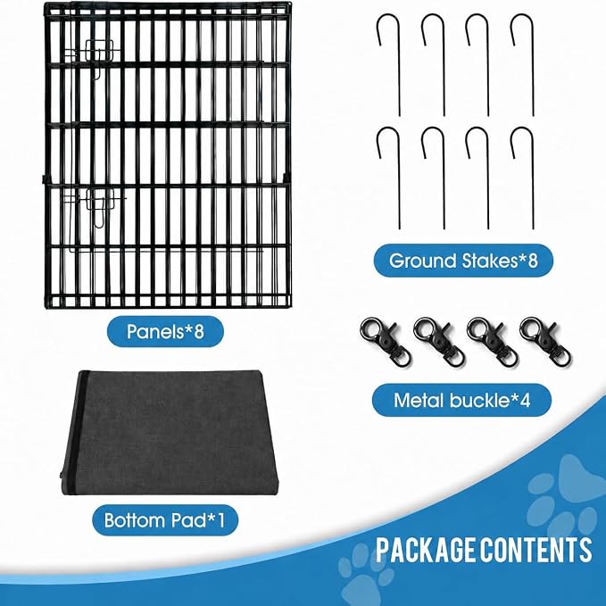 Peekaboo Dog Playpen 36 Inch, 8 Panel Metal Pet Fence with Bottom Pad | 36 Inch 8 Panel Rustproof Foldable Metal Dog Playpen with Octagonal Waterproof Bottom Pad