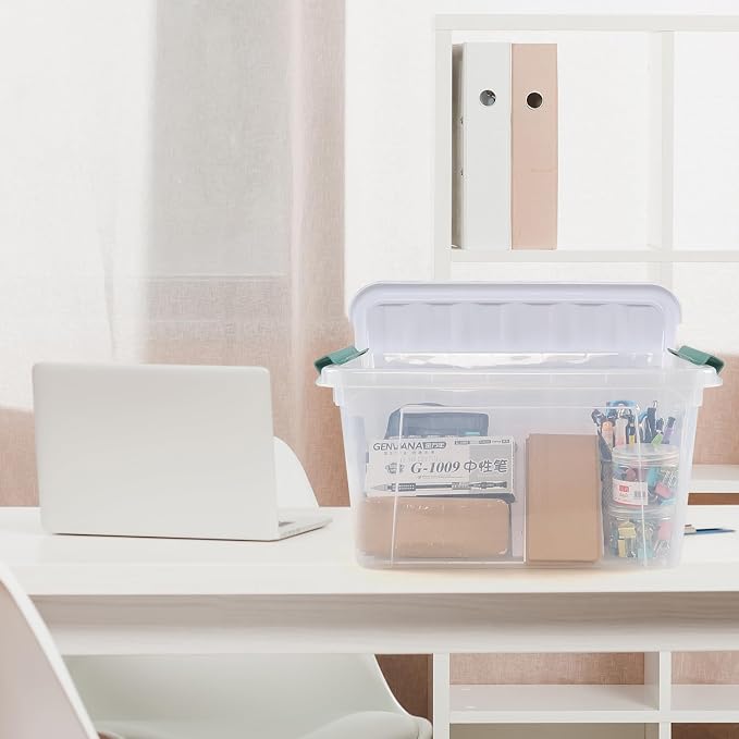 6-Pack Plastic Storage Bins with Lids, 20 L Clear Storage Containers