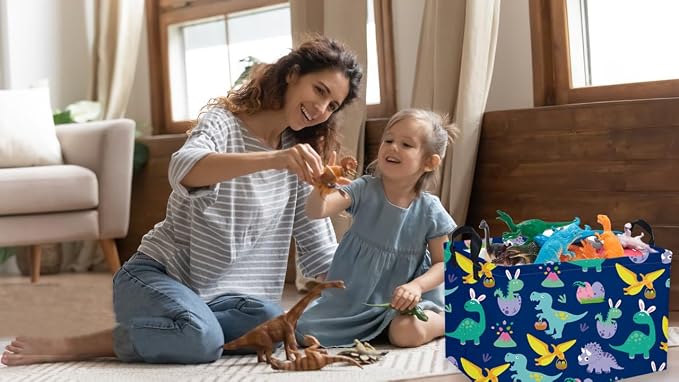 Rectangular Easter Dinosaur Basket,Dinosaur Easter Baskets for Boys, Kids Storage Basket Organizer for Boys,Room Decor ,Clothers,Toys Box,Books,Kid's Gifts Storage.(Easter Dinosaur)