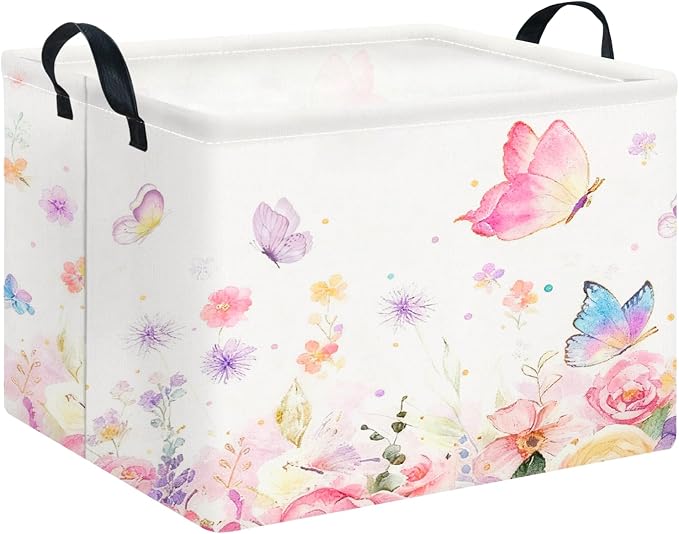 CLOCOR Rectangular Storage Bin,Waterproof Books Box,Gift Basket(Golden Butterfly)