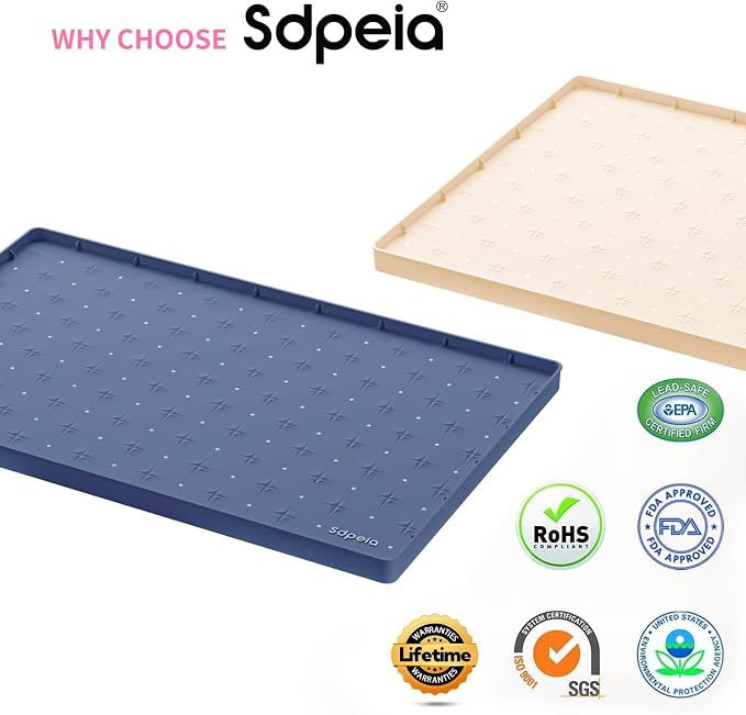 Sdpeia Under Sink Mat 31"×22" Waterproof Silicone Cabinet Liner & Sink Protector for Kitchen & Bathroom, Multi-Purpose Organizers Tray for Pets, Laundry, Cat Litter Mat