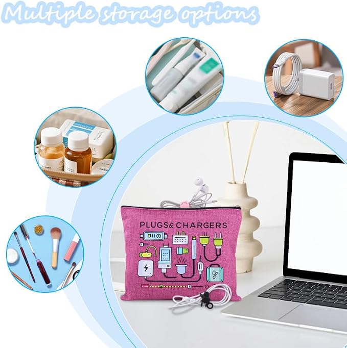 Sisadodo Charging Cable Organizer Travel Bag Toiletry Makeup Cosmetic Bags Medicine Med Toiletry Bag Pouch Diabetic Gifts Bags