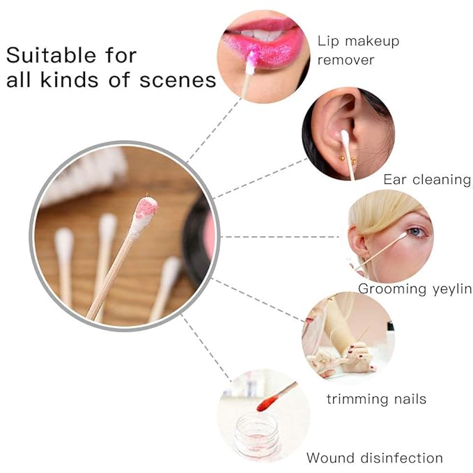 Eyxformula 600 PCS 6 Inch Cotton Swabs with Sturdy Bamboo Sticks – Extra Long, Lint-Free, High Absorbent, Non Sterile Cotton Tipped Applicators for Dog Ear Cleaning, Gun Cleaning, Makeup, Crafts