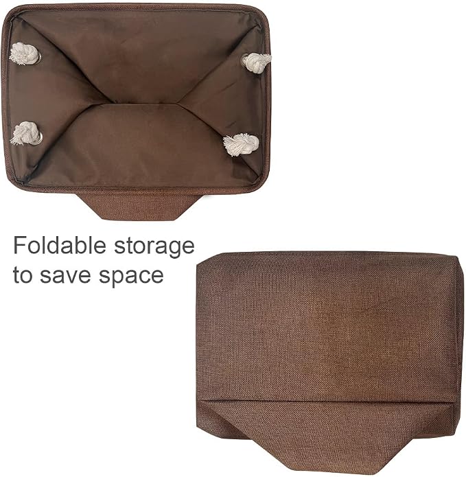 Decorative Basket Rectangular Fabric Storage Bin Organizer Basket with Handles for Clothes Storage (Brown,Large-3Pack,15.7L*11.8W*8.3H)