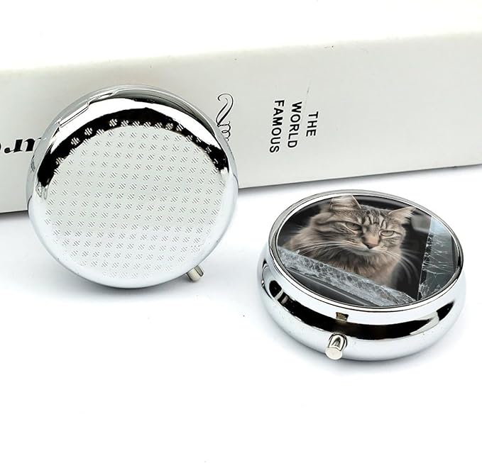 Pill Box Portable Pet Smashes Glass in Car Pill Case Cute Pill Organizer for Vitamins Supplements