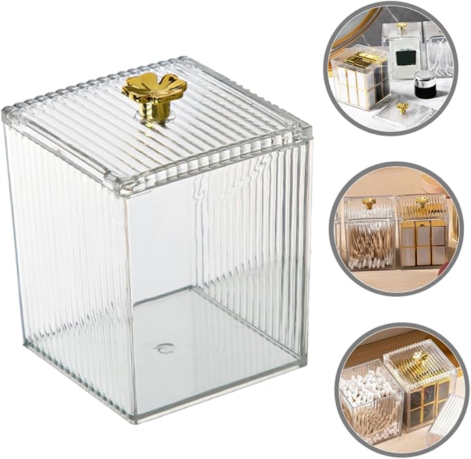 Cotton Pad Holder Organizer Elegant Cosmetic Storage Box for Cotton Swabs and Pads Compact Design for Bathroom Vanity and Makeup Table Pet Material