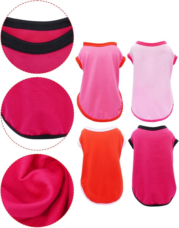 PET SHOW 4 Pack Pink Dog Shirts for Medium Dogs Girl | Breathable t-shirts for dogs,polyester,sleeveless vest,holiday birthday puppy clothes tank top,L