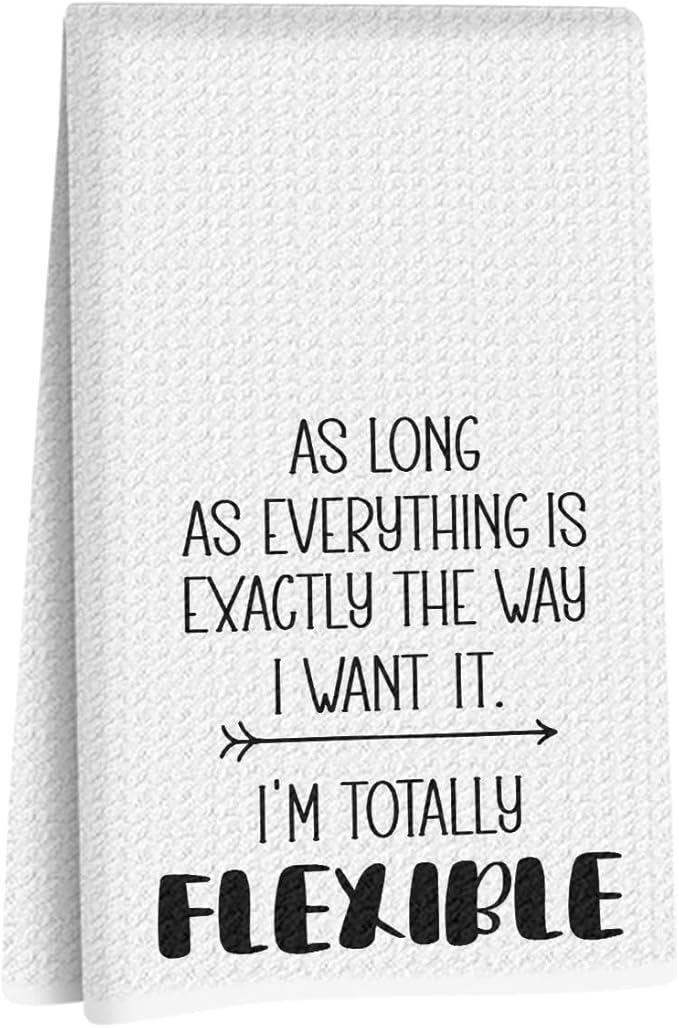 Hanamiya Na Funny Kitchen Towels 24x14 Inch, Sarcastic Sayings Reusable Dish Towels for Kitchen Bathroom Decor, Funny Waffle Weave Absorbent Hand Cloth Tea Towel, Sarcastic Gifts for Women Friend