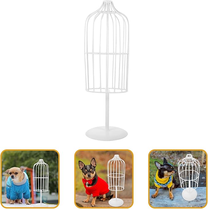 Happyyami White Iron Pet Clothes Hanger for Cat and Dog with Excellent Durability and Flexibility, Unique Design Model Rack for Indoor and Outdoor Clothing Display