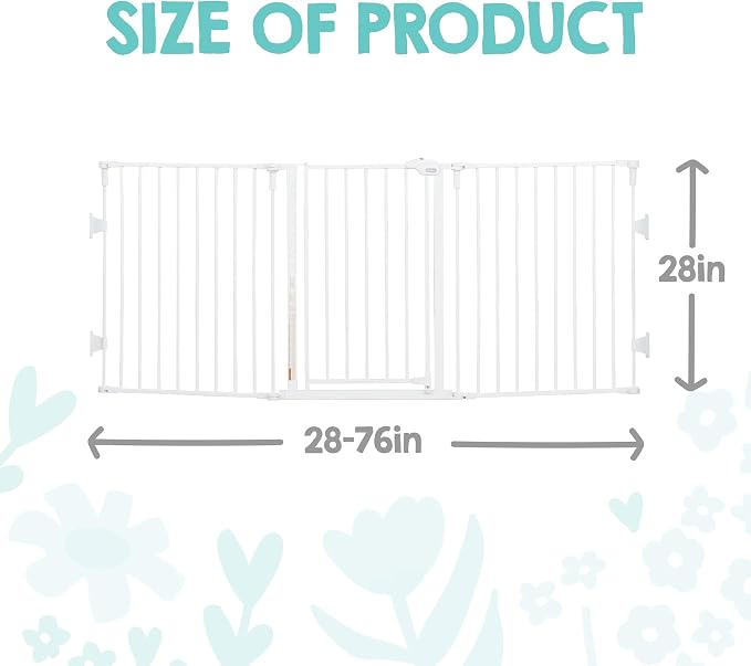 Regalo Safety 28"-76" Super Wide Configurable Baby Gate | Hardware Mounted, For Doorways & Open Spaces, For Babies, Toddlers & Pets, White, Tested & Trusted for 30 Years