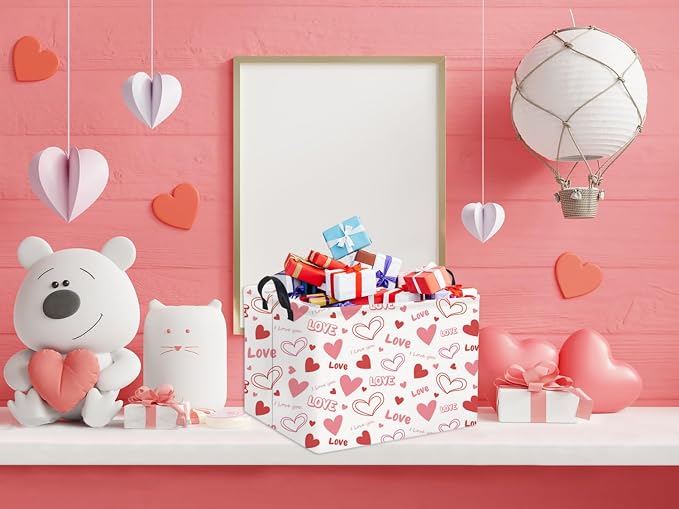 Rectangular Valentines Gift Basket - Pink Love Room Decor