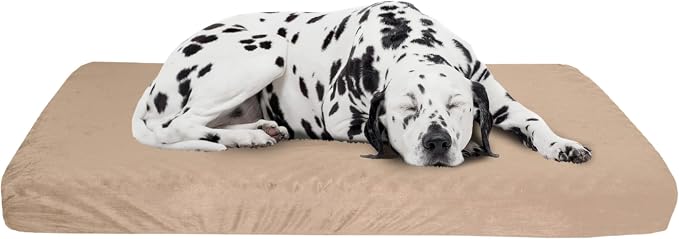 Memory Foam Dog Bed - 2-Layer Orthopedic Pet Pad with Machine Washable Cover - 37x24 Pet Bed for Large Dogs by PETMAKER (Tan)