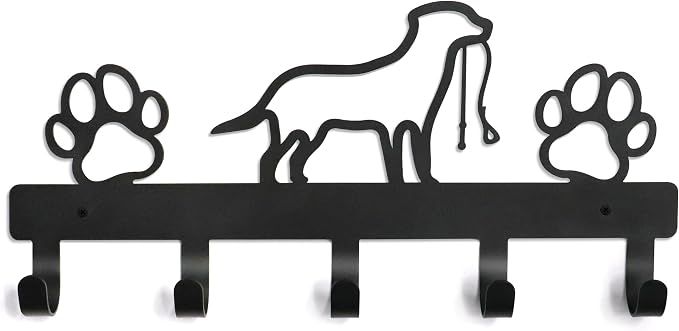 PET ARTIST Dog Leash Holder for Wall, Metal Dog Leash Hooks for Wall Decorative, Dog Leash Hanger Organizer Wall Mount with 5 Hooks, Dog Stuff Storage Organizer for Key Holder Dog Collar and Leash Set