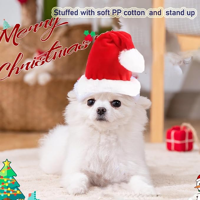 ANIAC Adjustable 3D Christmas Dog Hat for Small Dogs Cat Santa Hat Puppy Santa Costume…