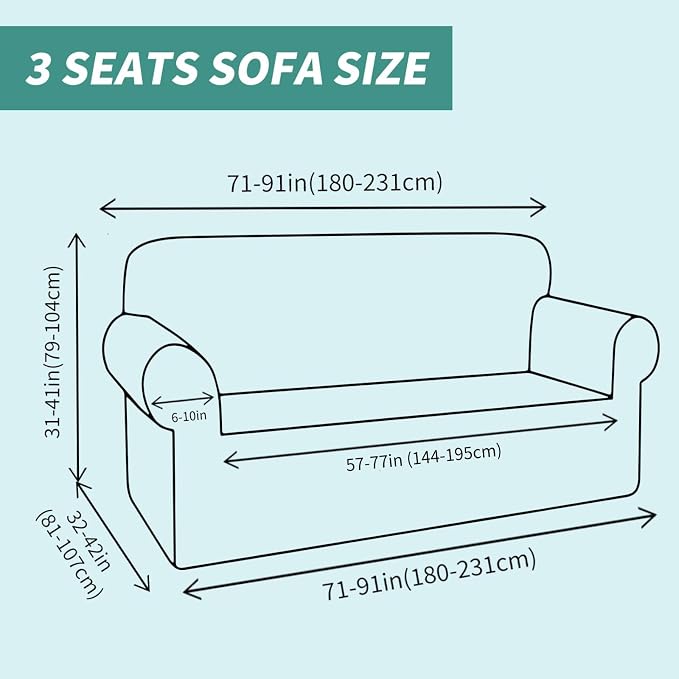 YEMYHOM Couch Cover Latest Jacquard Design High Stretch Sofa Covers for 3 Cushion Couch, Pet Dog Cat Proof Slipcover Non Slip Magic Elastic Furniture Protector (Large, Light Blue)