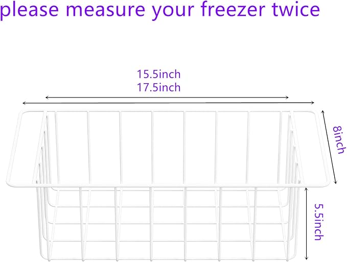 17.5 Inch Chest Freezer Organizer Storage Baskets Bins Metal Wire, Settle freezer chaos and reduce food waste effectively, Durable, Fully Use Space, Improve Air Circulate, 2 Pack