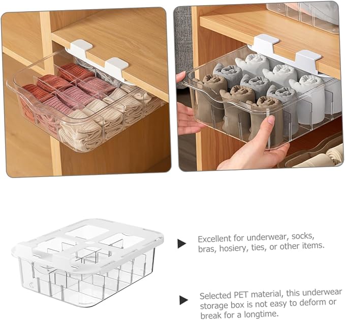 Cabilock Drawer Type Socks Holder 15 Compartment PET Organizer for Closet